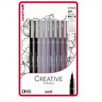 PIN 8pc BC CREATIVE STROKES PFP BR BLACK L & D GREY & SEPIA