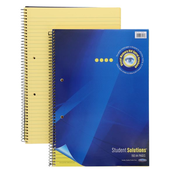 Student Solutions Concept A4 160pg Visual Memory Aid Spiral Notebook - Yellow