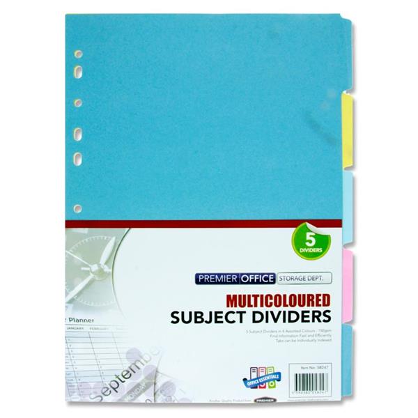 Multicoloured subject dividers 5piece