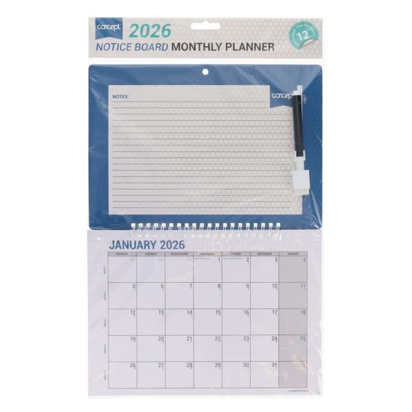 Concept 2026 Notice Board Monthly Planner