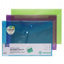 Concept Pkt.3 A3 Button Document Wallets - Asst