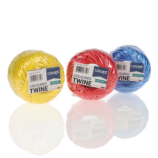 48M Spool Coloured Polypropylene Twine - 3 Asst