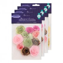 Decorative Paper Flowers 12 Pack - 4 assorted