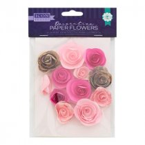Decorative Paper Flowers 12 Pack - 4 assorted