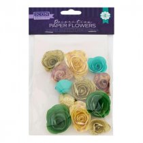 Decorative Paper Flowers 12 Pack - 4 assorted