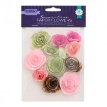 Decorative Paper Flowers 12 Pack - 4 assorted