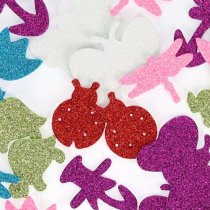 Crafty Bitz Pkt.40 Foam Self Adhesives Stickers - Glitter Flowers