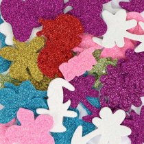 Crafty Bitz Pkt.40 Foam Self Adhesives Stickers - Glitter Flowers