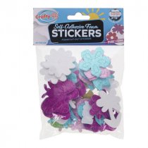 Crafty Bitz Pkt.40 Foam Self Adhesives Stickers - Glitter Flowers