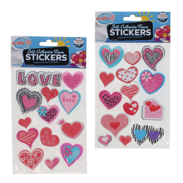 Squishy Foam Stickers - Hearts Asst