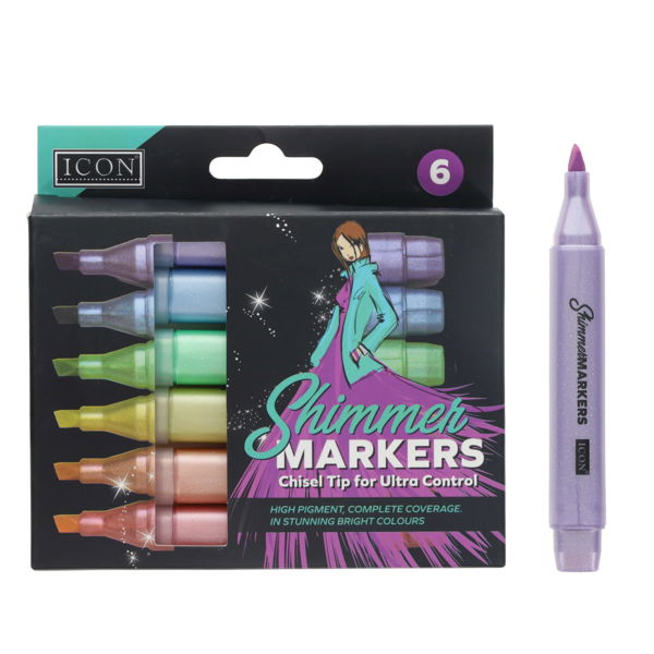 Icon Pkt.6 Shimmer Markers Chisel Tip
