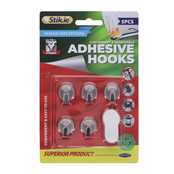 Stik.ie Stik.ie Pkt.5 Removable Adhesive Hooks - 18x18mm