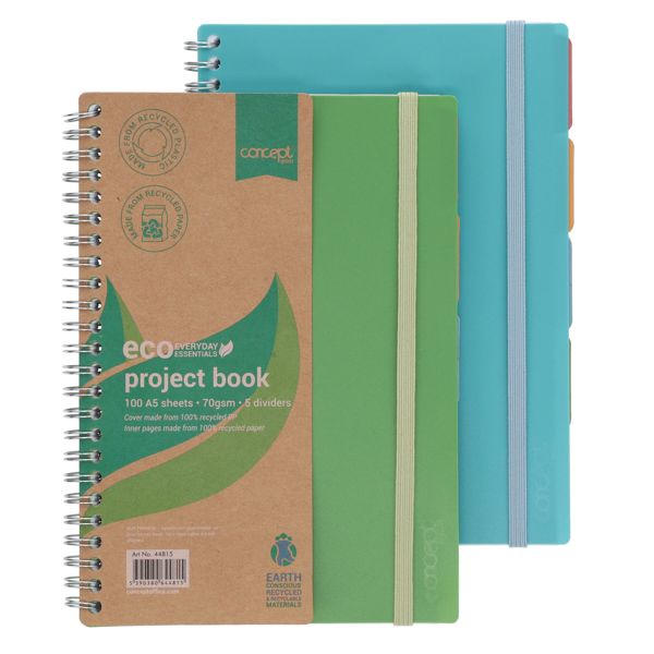 Concept Green A5 Project Book 100 Sheets - 2 Asst