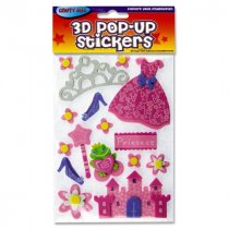 Crafty Bitz 3d Pop Up Foam Stickers - Princess 2 Asst