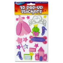 Crafty Bitz 3d Pop Up Foam Stickers - Princess 2 Asst