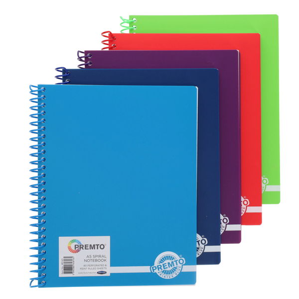Premto A5 160pg PP Spiral Notebook - Asst