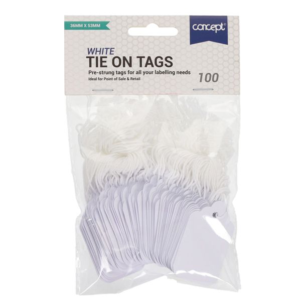Concept Pkt.100 Strung Tags - 36X53mm