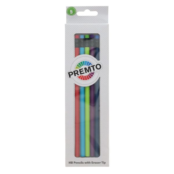 Premto Pkt.5 HB Rubber Tipped Pencils