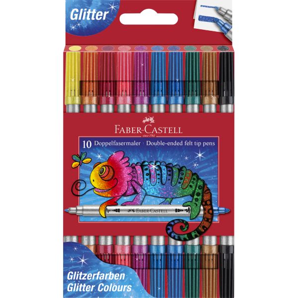DOUBLE FIBRE TIP PENS /Markers GLITTER 10 pack