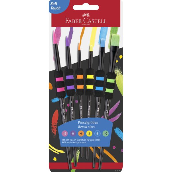 Faber-Castell Brush Set Of 6 Soft Touch In Black