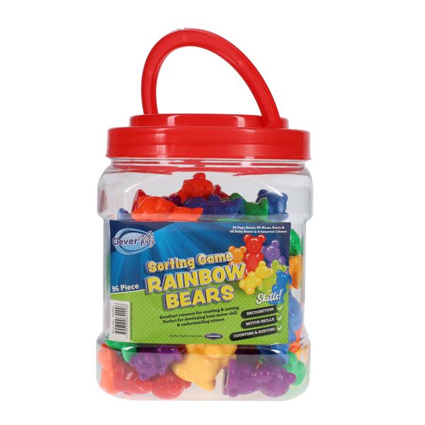 Clever Kidz Sorting Game - Tub 96 Rainbow Bears