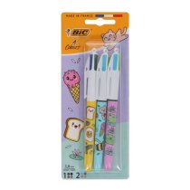 BIC Pkt.3 4 Colour Ballpoint Pens - Kawaii