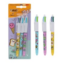 BIC Pkt.3 4 Colour Ballpoint Pens - Kawaii