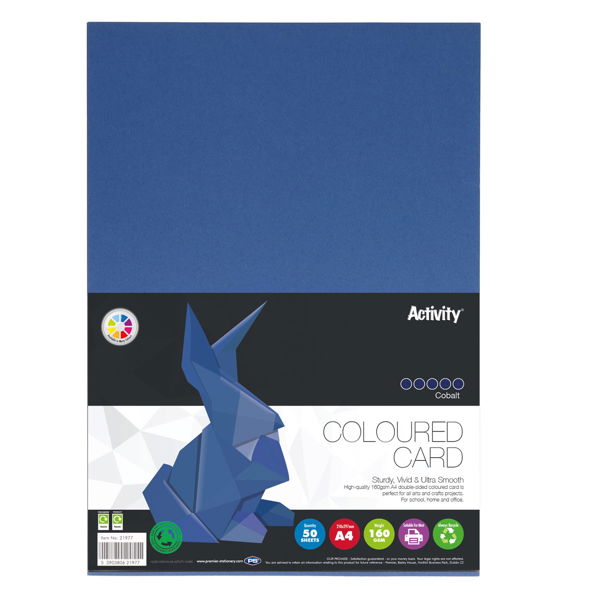 Premier Activity A4 160gsm Card 50 Sheets - Cobalt
