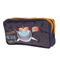 Double Zip Pencil Case- Sharks