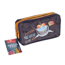 Double Zip Pencil Case- Sharks