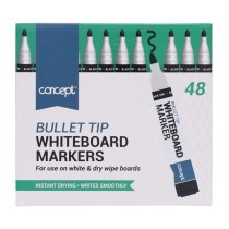 BULK BUY Concept Box of 48 Bullet Tip Whiteboard Markers-TEACHER/OFFICE RESOURCE