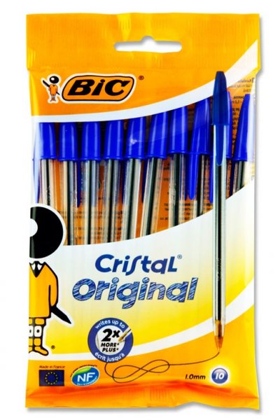 BIC PKT.10 CRISTAL BALLPOINT PENS - BLUE