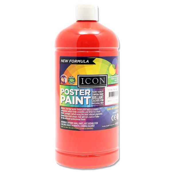ICON ART 1ltr POSTER PAINT - SCARLET