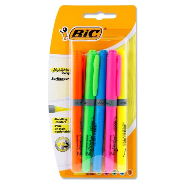 BIC CARD 5pkGRIP HIGHLIGHTER PENS