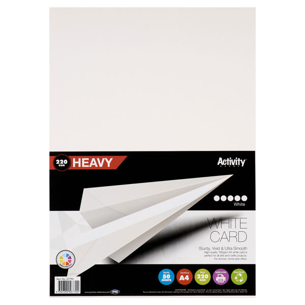 PREMIER ACTIVITY A4 200gsm HEAVY CARD 50 SHEETS - WHITE