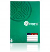 ORMOND A4 120pg MANUSCRIPT BOOK DURABLE COVER BOLD 3 ASST.