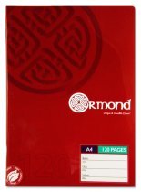 ORMOND A4 120pg MANUSCRIPT BOOK DURABLE COVER BOLD 3 ASST.