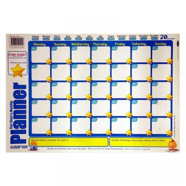 CLEVER KIDZ WALL CHART - MONTHLY PLANNER