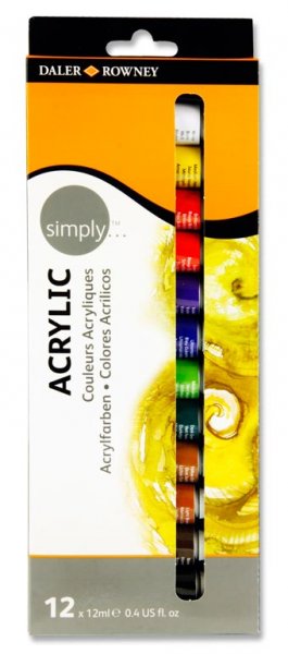 DALER ROWNEY SIMPLY...BOX 12x12ml ACRYLIC PAINTS