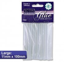 ICON CRAFT PKT.12 11x100mm GLUE GUN REFILLS - LARGE