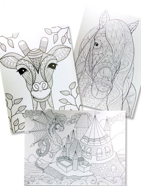 ICON 615x455mm GIANT COLOURING PAD - 10 DRAWINGS