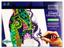 ICON 615x455mm GIANT COLOURING PAD - 10 DRAWINGS