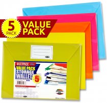 PREMIER OFFICE A4 BUTTON DOCUMENT WALLETS - BRIGHT